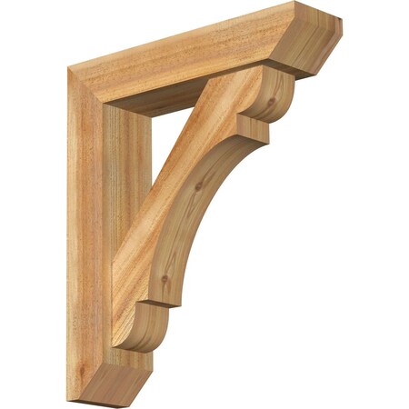 Ekena Millwork Olympic Slat Rough Sawn Bracket w/ Offset Brace, Western Red Cedar, 6"W x 24"D x 28"H BKT0604X24X28OLY06RWR